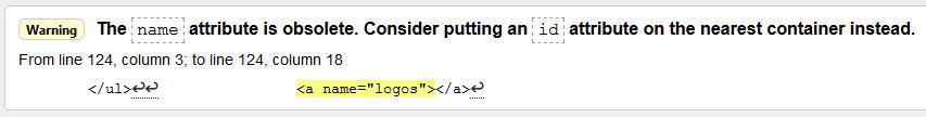 W3C HTML validator results: warning only